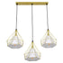 GloboStar® EIFFEL 61571 Vintage Κρεμαστό Φωτιστικό Οροφής Τρίφωτο 3 x E27 Χρυσό Μεταλλικό Πλέγμα με Λευκό Ύφασμα L68 x W25 x H130cm - ledmania.gr