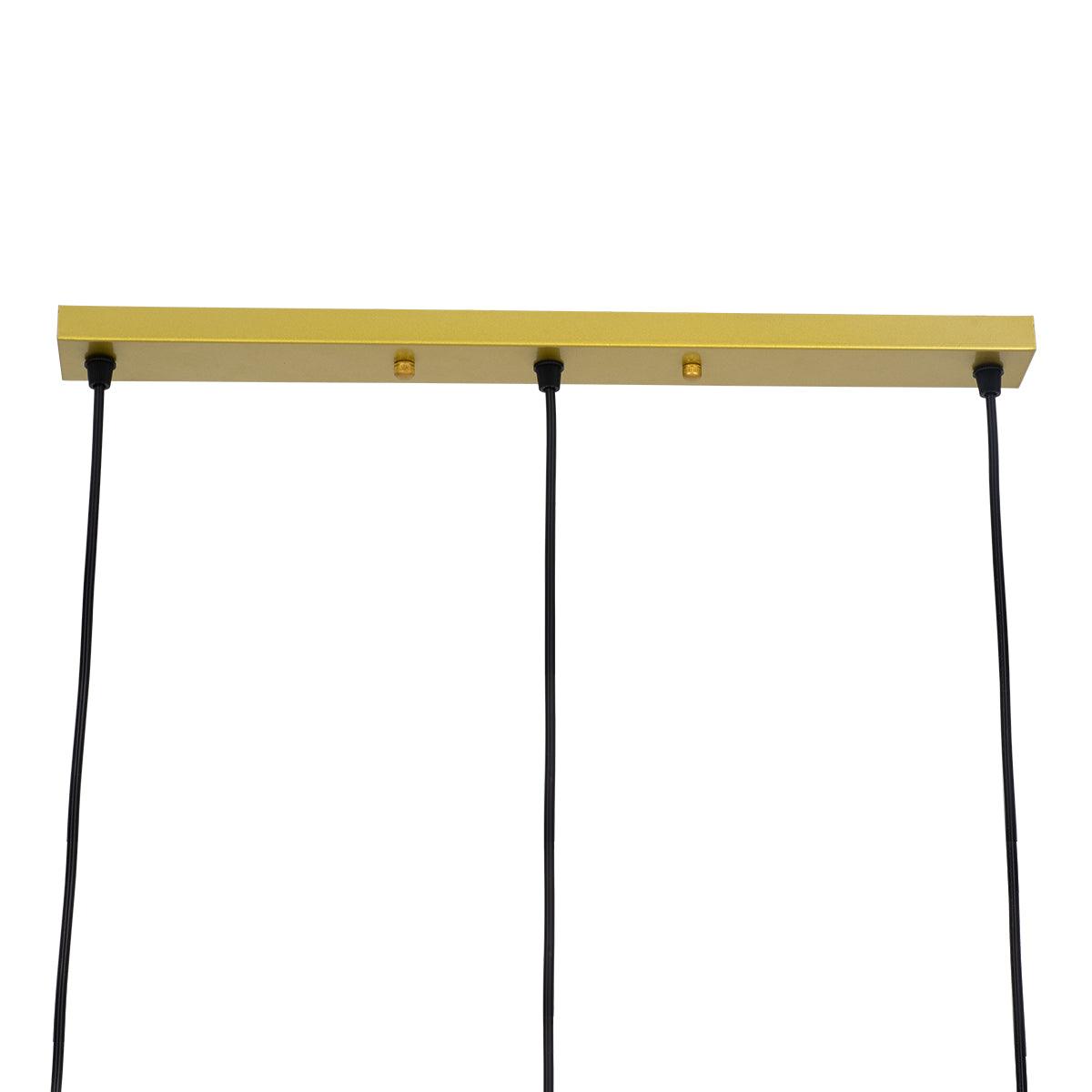 GloboStar® EIFFEL 61571 Vintage Κρεμαστό Φωτιστικό Οροφής Τρίφωτο 3 x E27 Χρυσό Μεταλλικό Πλέγμα με Λευκό Ύφασμα L68 x W25 x H130cm - ledmania.gr