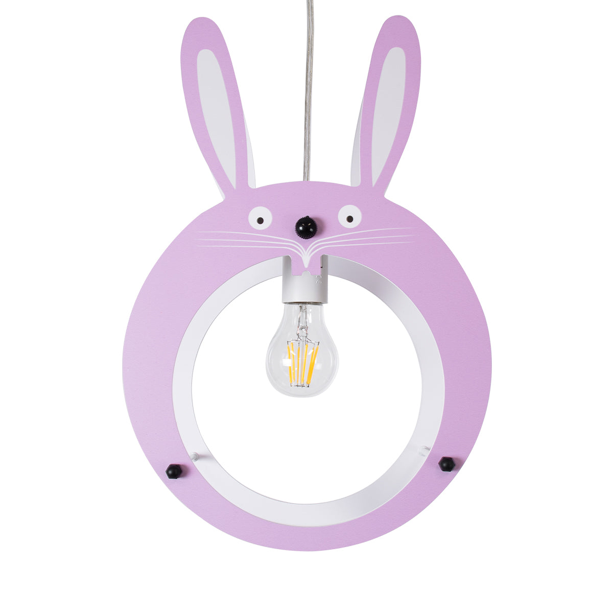 GloboStar® BUNNY 61577 Μοντέρνο Παδικό Κρεμαστό Φωτιστικό Οροφής Μονόφωτο 1 x E27 Ροζ PVC Φιγούρα Λαγουδάκι Μ27.2 x Π15.5 x Υ40cm