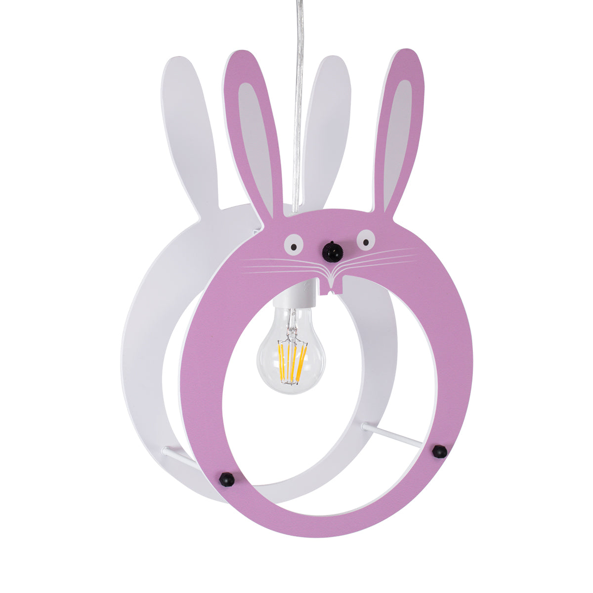 GloboStar® BUNNY 61577 Μοντέρνο Παδικό Κρεμαστό Φωτιστικό Οροφής Μονόφωτο 1 x E27 Ροζ PVC Φιγούρα Λαγουδάκι Μ27.2 x Π15.5 x Υ40cm