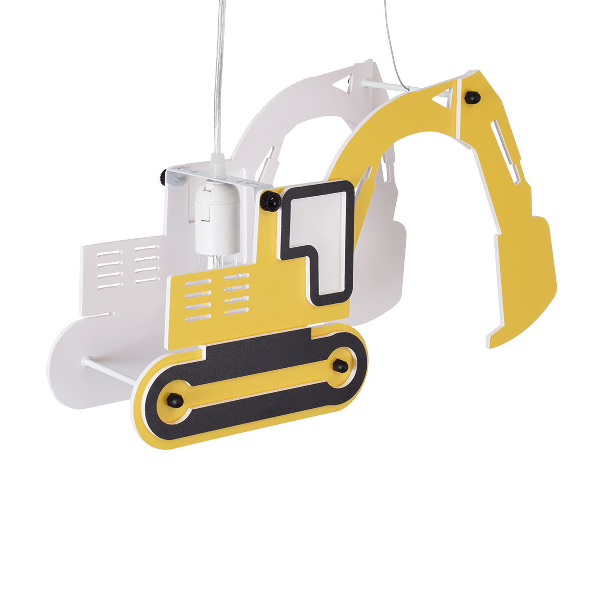 GloboStar® EXCAVATOR 61579 Μοντέρνο Παδικό Κρεμαστό Φωτιστικό Οροφής Μονόφωτο 1 x E27 Κίτρινο PVC Φιγούρα Εκσκαφέας-Φαγάνα Μ45 x Π15.5 x Υ27cm - ledmania.gr