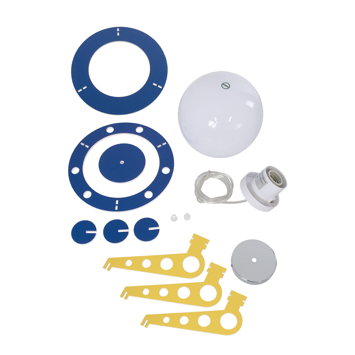 GloboStar® UFO 61581 Μοντέρνο Παδικό Κρεμαστό Φωτιστικό Οροφής Μονόφωτο 1 x E27 Κίτρινο & Μπλε PVC Φιγούρα Διαστημόπλοιο-Ούφο Φ58 x Υ24cm - ledmania.gr