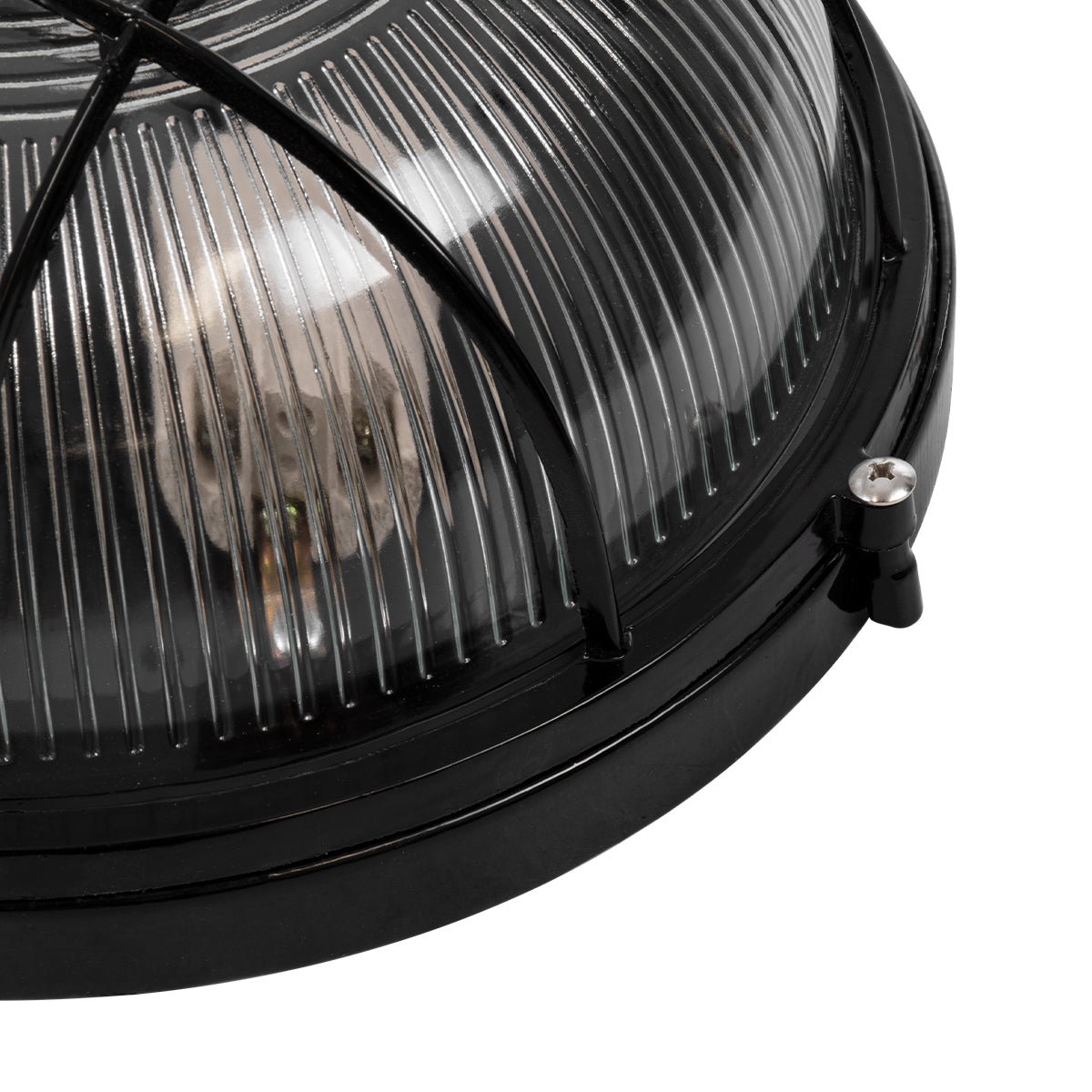 GloboStar® BOATLIGHT 61589 Vintage Industrial Φωτιστικό Τοίχου - Απλίκα - Καραβοχελώνα Εξωτερικού Χώρου Δίφωτο 2 x E27 AC220-240V Αδιάβροχο IP65 - Σώμα Αλουμινίου & Tempered Glass - Φ24 x Υ11cm - Μαύρο - Στρόγγυλο - 5 Years Warranty - ledmania.gr