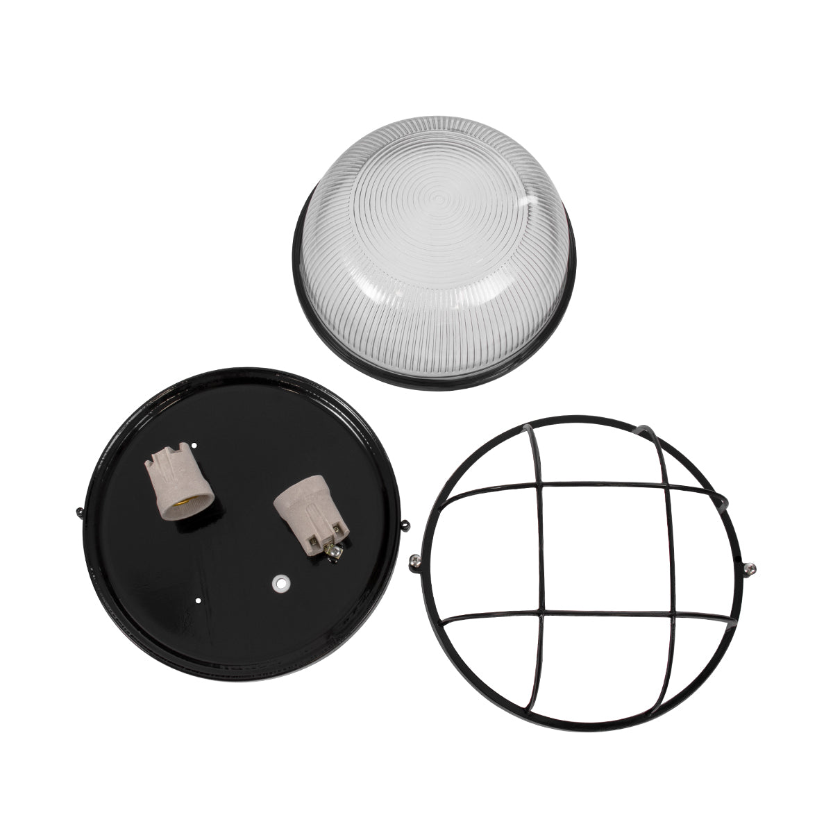 GloboStar® BOATLIGHT 61589 Vintage Industrial Φωτιστικό Τοίχου - Απλίκα - Καραβοχελώνα Εξωτερικού Χώρου Δίφωτο 2 x E27 AC220-240V Αδιάβροχο IP65 - Σώμα Αλουμινίου & Tempered Glass - Φ24 x Υ11cm - Μαύρο - Στρόγγυλο - 5 Years Warranty - ledmania.gr