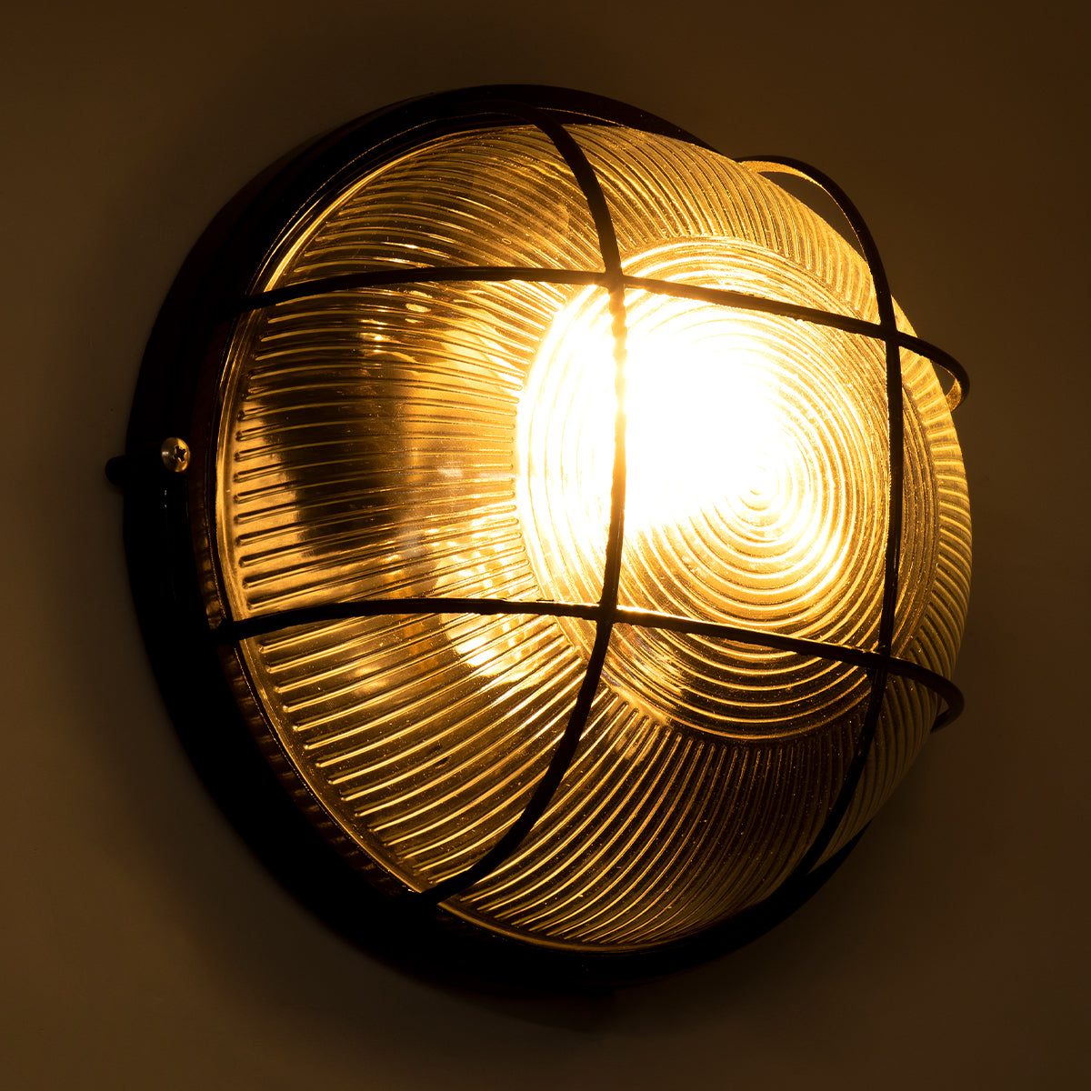 GloboStar® BOATLIGHT 61589 Vintage Industrial Φωτιστικό Τοίχου - Απλίκα - Καραβοχελώνα Εξωτερικού Χώρου Δίφωτο 2 x E27 AC220-240V Αδιάβροχο IP65 - Σώμα Αλουμινίου & Tempered Glass - Φ24 x Υ11cm - Μαύρο - Στρόγγυλο - 5 Years Warranty - ledmania.gr