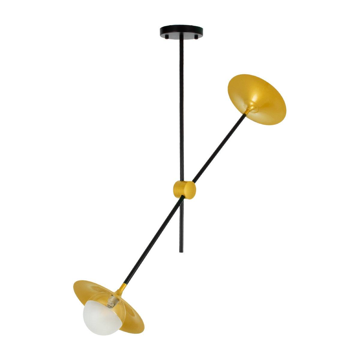 GloboStar® JOLIET 00778 Μοντέρνο Φωτιστικό Οροφής Δίφωτο 2 x G9 AC 230V Μαύρο - Χρυσό Μεταλλικό Πλέγμα Μ93 x Π20 x Υ100cm - ledmania.gr