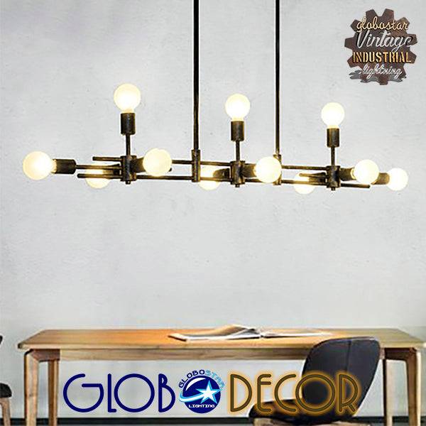 GloboStar® FERUM 01098 Μοντέρνο Industrial Φωτιστικό Οροφής Πολύφωτο Μαύρο Μεταλλικό Ράγα Μ113 x Π26 x Υ85cm - ledmania.gr