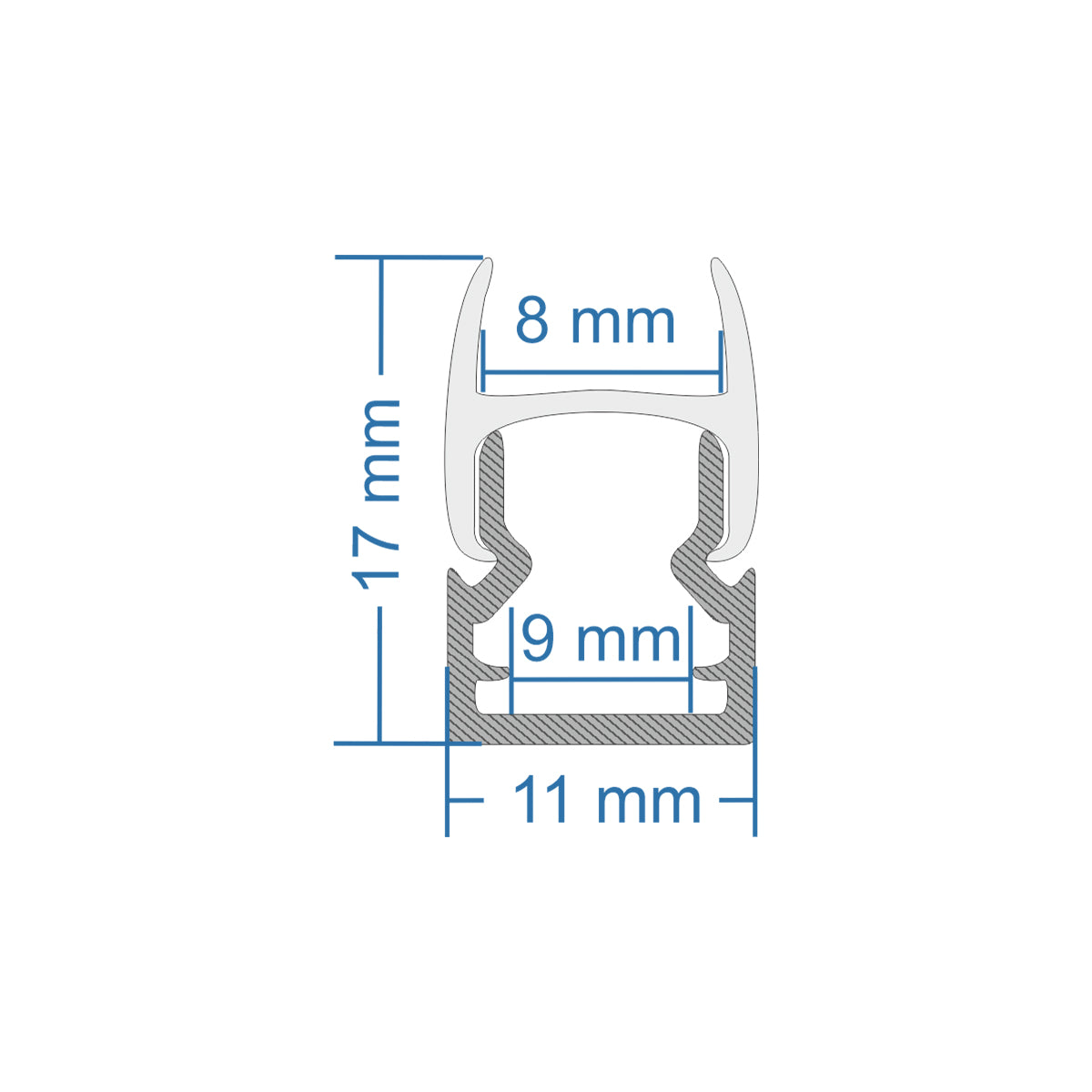 GloboStar® GLASSBOARD-PROFILE 70808-3M Προφίλ Αλουμινίου - Βάση & Ψύκτρα Ταινίας LED με Λευκό Γαλακτερό Κάλυμμα - Χρήση για Μοριακό Φωτισμό Γυαλιού Πάχους 8mm - Πατητό Κάλυμμα - Ασημί - 3 Μέτρα - Πακέτο 5 Τεμαχίων - Μ300 x Π1.1 x Υ1.7cm