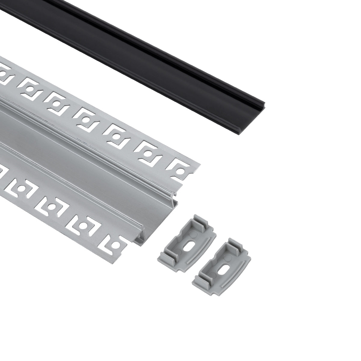 GloboStar® PLASTERBOARD-PROFILE 70820-1M Προφίλ Αλουμινίου - Βάση & Ψύκτρα Ταινίας LED με Μαύρο Φιμέ Κάλυμμα - Χωνευτή Χρήση σε Γυψοσανίδα - Trimless - Πατητό Κάλυμμα - Ασημί - 1 Μέτρο - Μ100 x Π6.7 x Υ1.4cm - ledmania.gr