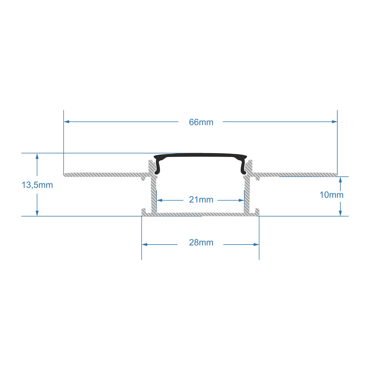 GloboStar® PLASTERBOARD-PROFILE 70820-1M Προφίλ Αλουμινίου - Βάση & Ψύκτρα Ταινίας LED με Μαύρο Φιμέ Κάλυμμα - Χωνευτή Χρήση σε Γυψοσανίδα - Trimless - Πατητό Κάλυμμα - Ασημί - 1 Μέτρο - Μ100 x Π6.7 x Υ1.4cm - ledmania.gr