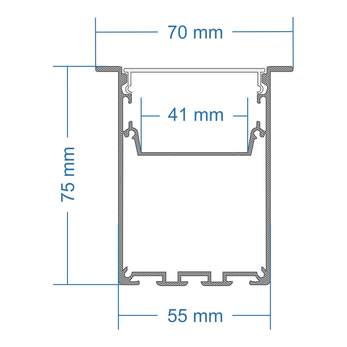 GloboStar® RECESS-PROFILE 70833-1M Προφίλ Αλουμινίου - Βάση & Ψύκτρα Ταινίας LED με Λευκό Γαλακτερό Κάλυμμα - Χωνευτή Χρήση - Πατητό Κάλυμμα - Λευκό - 1 Μέτρο - Μ100 x Π7.5 x Υ7cm - ledmania.gr