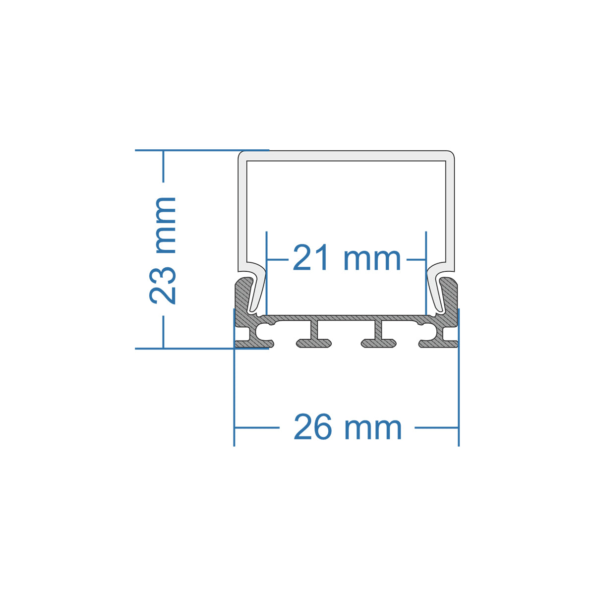 GloboStar® SURFACEPENDANT-PROFILE 70847-1M Προφίλ Αλουμινίου - Βάση & Ψύκτρα Ταινίας LED με Λευκό Γαλακτερό Κάλυμμα - Επιφανειακή & Κρεμαστή Χρήση - Πατητό Κάλυμμα - Ασημί - 1 Μέτρο - Μ100 x Π2.6 x Υ2.3cm