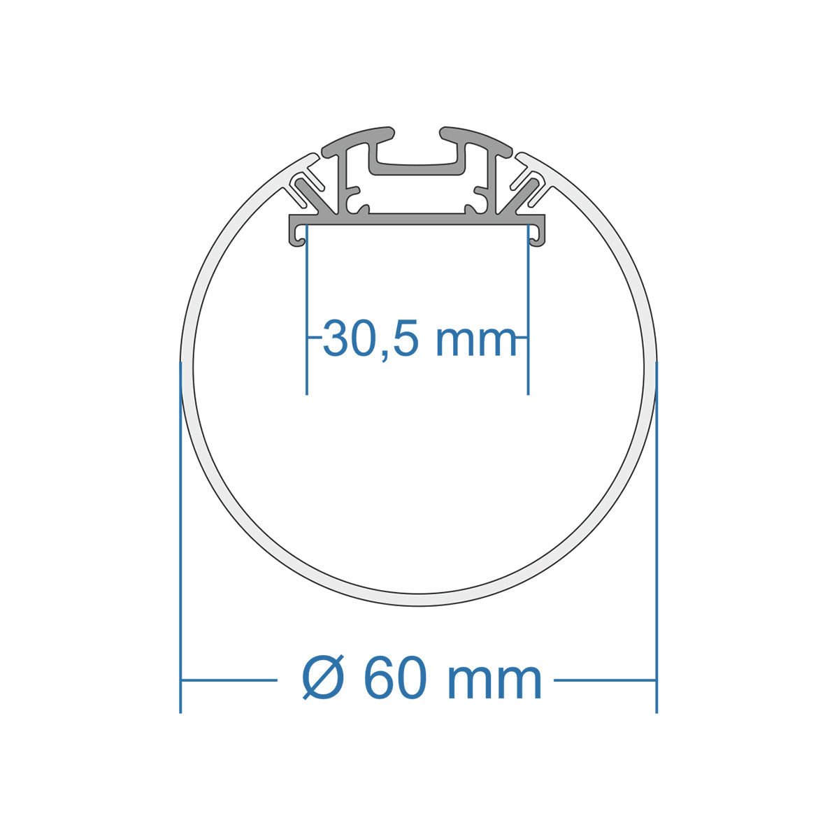 GloboStar® 70855-3M Επιφανειακό Προφίλ Αλουμινίου Ανοδιωμένο με Στρόγγυλο Λευκό Οπάλ Κάλυμμα για έως 3 Σειρές Ταινίας LED Πατητό - Press On 3 Μέτρα