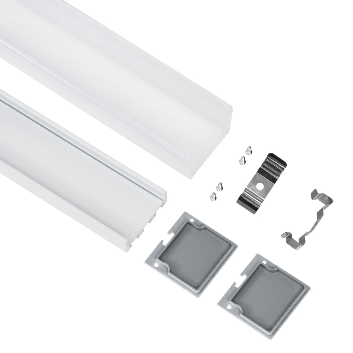 GloboStar® 70865-3M Επιφανειακό Προφίλ Αλουμινίου Λευκό με Λευκό Οπάλ Κάλυμμα για έως 3 Σειρές Ταινίας LED Πατητό - Press On 3 Μέτρα
