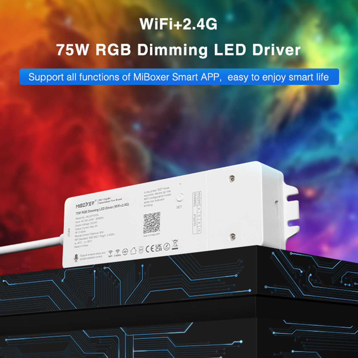 GloboStar® 71439 WL3-P75V24 Mi-Light Ασύρματο RF 2.4Ghz Smart Controller LED Driver Wireless WiFi 3 Καναλιών για RGB Προϊόντα LED 75W 3A - AC 100-240V σε DC 24V - IP20 Μ19 x Π5.5 x Υ3.2cm - 5 Years Warranty - ledmania.gr
