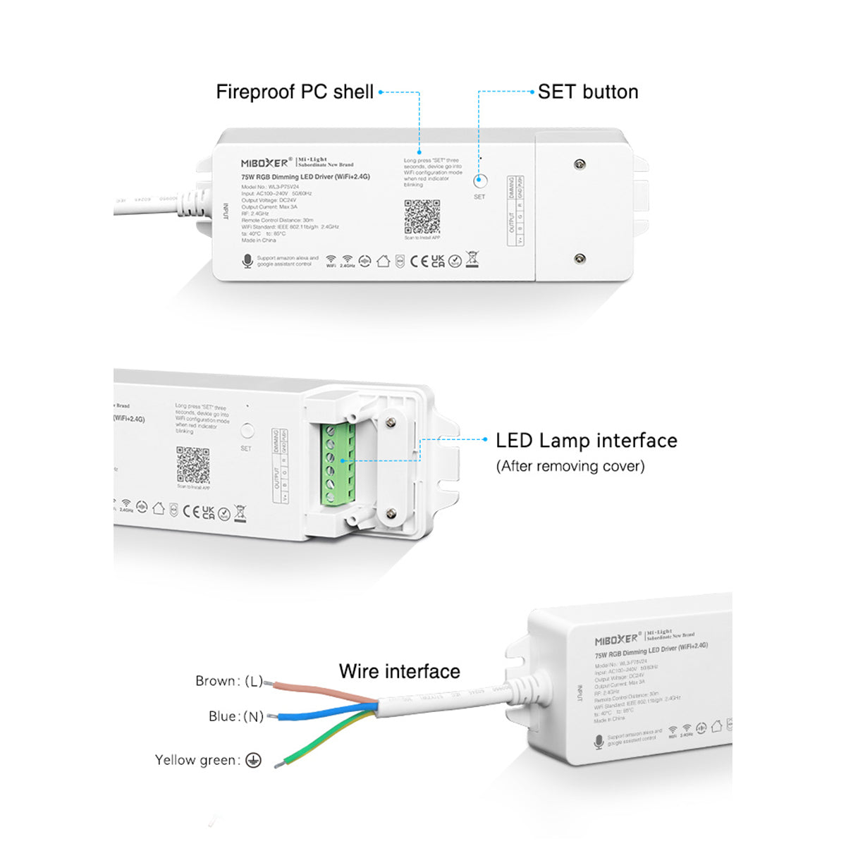 GloboStar® 71439 WL3-P75V24 Mi-Light Ασύρματο RF 2.4Ghz Smart Controller LED Driver Wireless WiFi 3 Καναλιών για RGB Προϊόντα LED 75W 3A - AC 100-240V σε DC 24V - IP20 Μ19 x Π5.5 x Υ3.2cm - 5 Years Warranty - ledmania.gr
