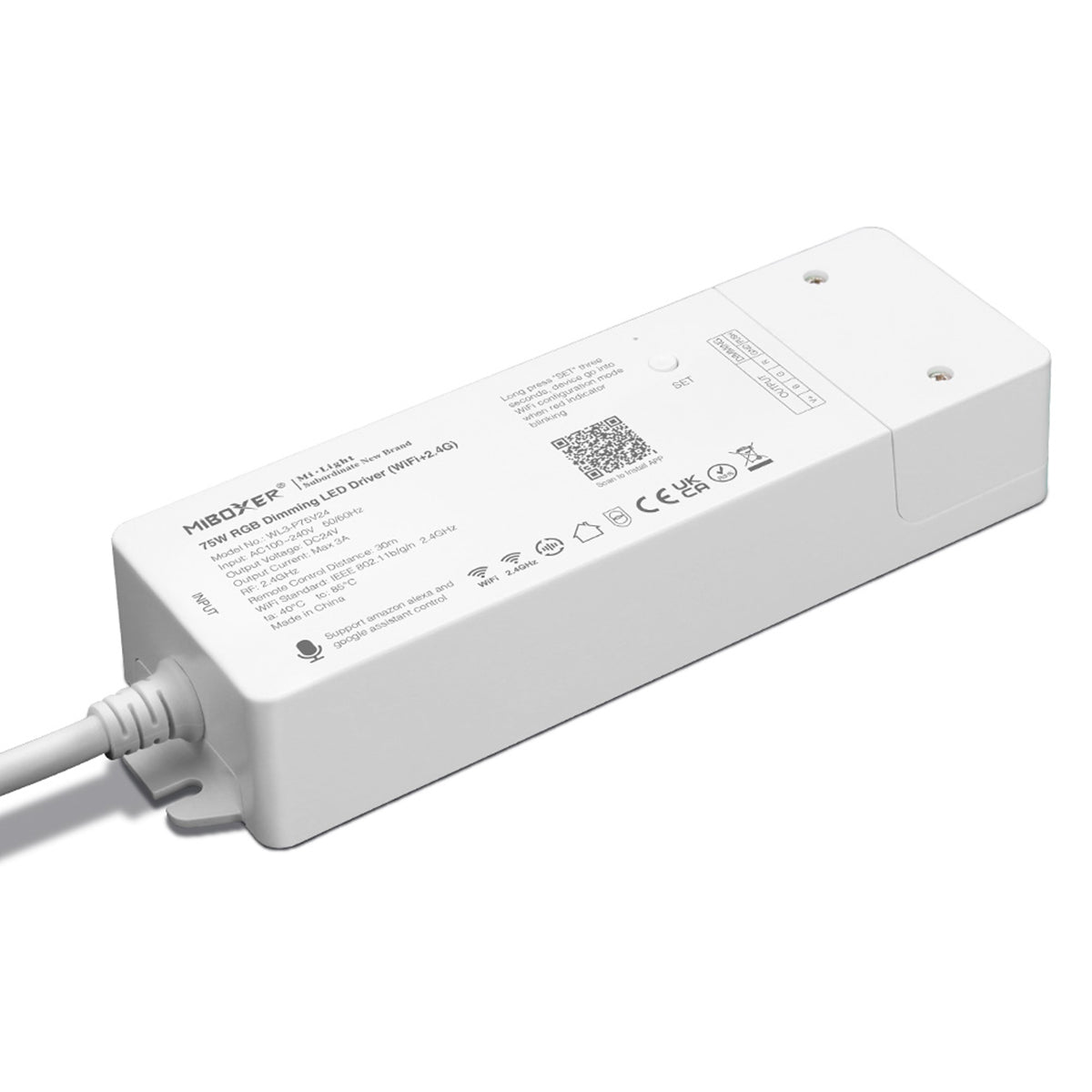 GloboStar® 71439 WL3-P75V24 Mi-Light Ασύρματο RF 2.4Ghz Smart Controller LED Driver Wireless WiFi 3 Καναλιών για RGB Προϊόντα LED 75W 3A - AC 100-240V σε DC 24V - IP20 Μ19 x Π5.5 x Υ3.2cm - 5 Years Warranty - ledmania.gr