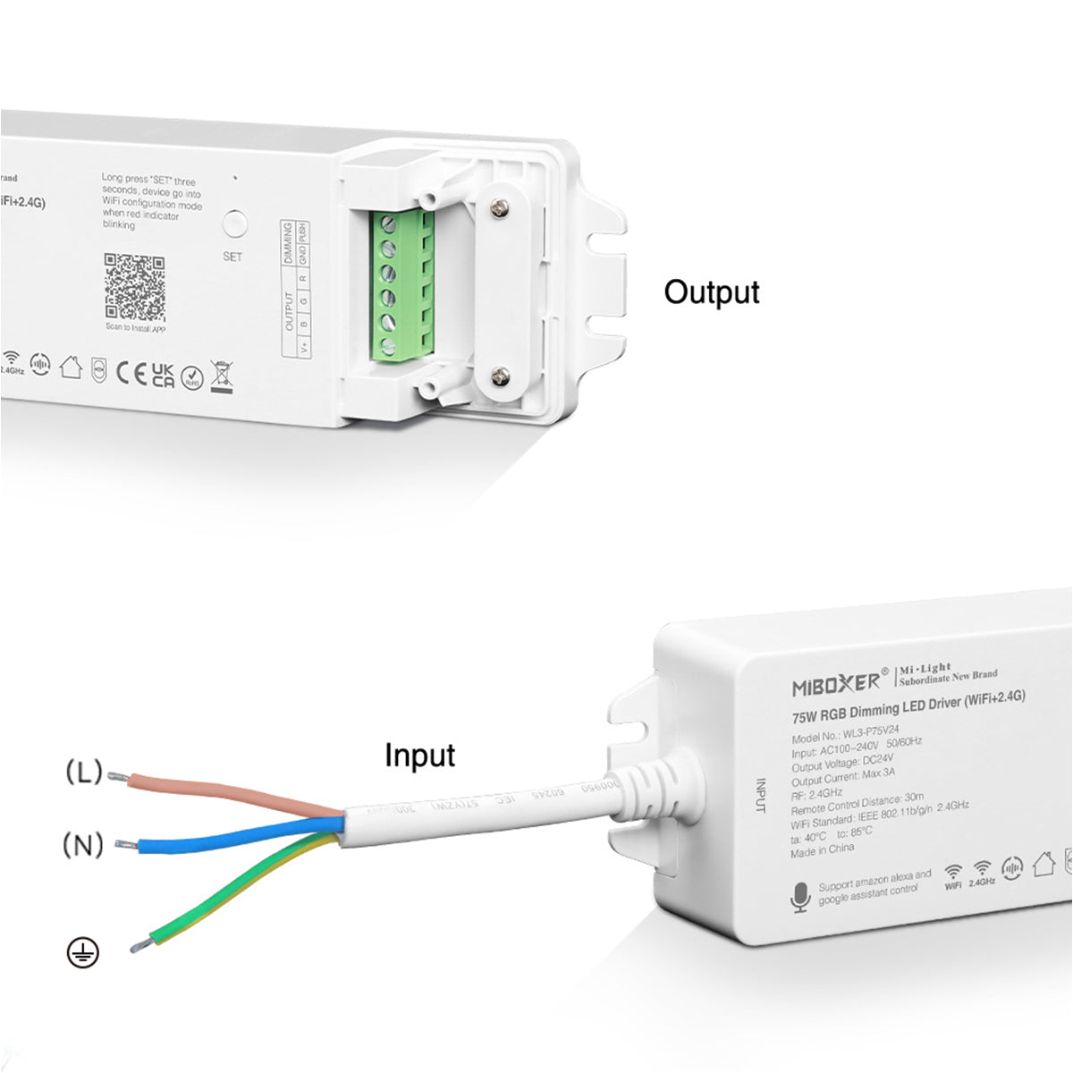 GloboStar® 71439 WL3-P75V24 Mi-Light Ασύρματο RF 2.4Ghz Smart Controller LED Driver Wireless WiFi 3 Καναλιών για RGB Προϊόντα LED 75W 3A - AC 100-240V σε DC 24V - IP20 Μ19 x Π5.5 x Υ3.2cm - 5 Years Warranty - ledmania.gr