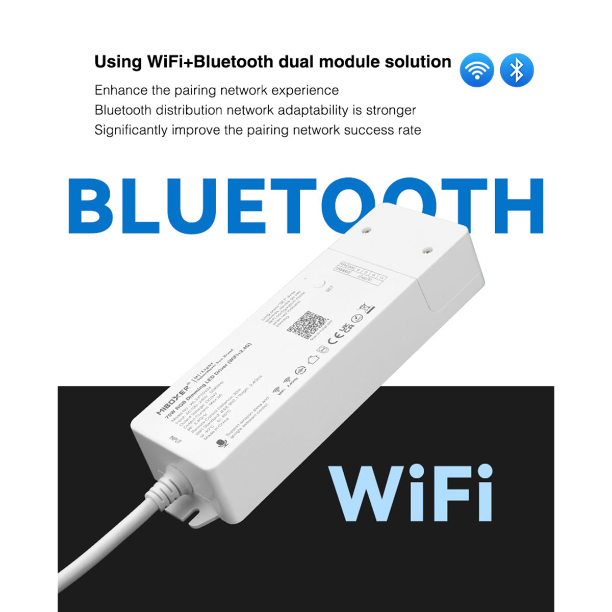 GloboStar® 71439 WL3-P75V24 Mi-Light Ασύρματο RF 2.4Ghz Smart Controller LED Driver Wireless WiFi 3 Καναλιών για RGB Προϊόντα LED 75W 3A - AC 100-240V σε DC 24V - IP20 Μ19 x Π5.5 x Υ3.2cm - 5 Years Warranty - ledmania.gr