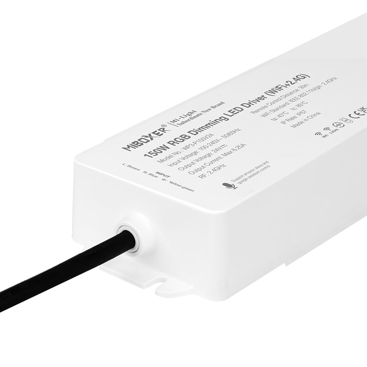 GloboStar® 71440 WP3-P150V24 Mi-Light Ασύρματο RF 2.4Ghz Smart Controller LED Driver Wireless WiFi 1 Καναλιού για RGBW+WW+CCT Προϊόντα LED 150W 6.25A - AC 100-240V σε DC 24V - Αδιάβροχο IP67 Μ22.5 x Π7.3 x Υ3.5cm - 5 Years Warranty