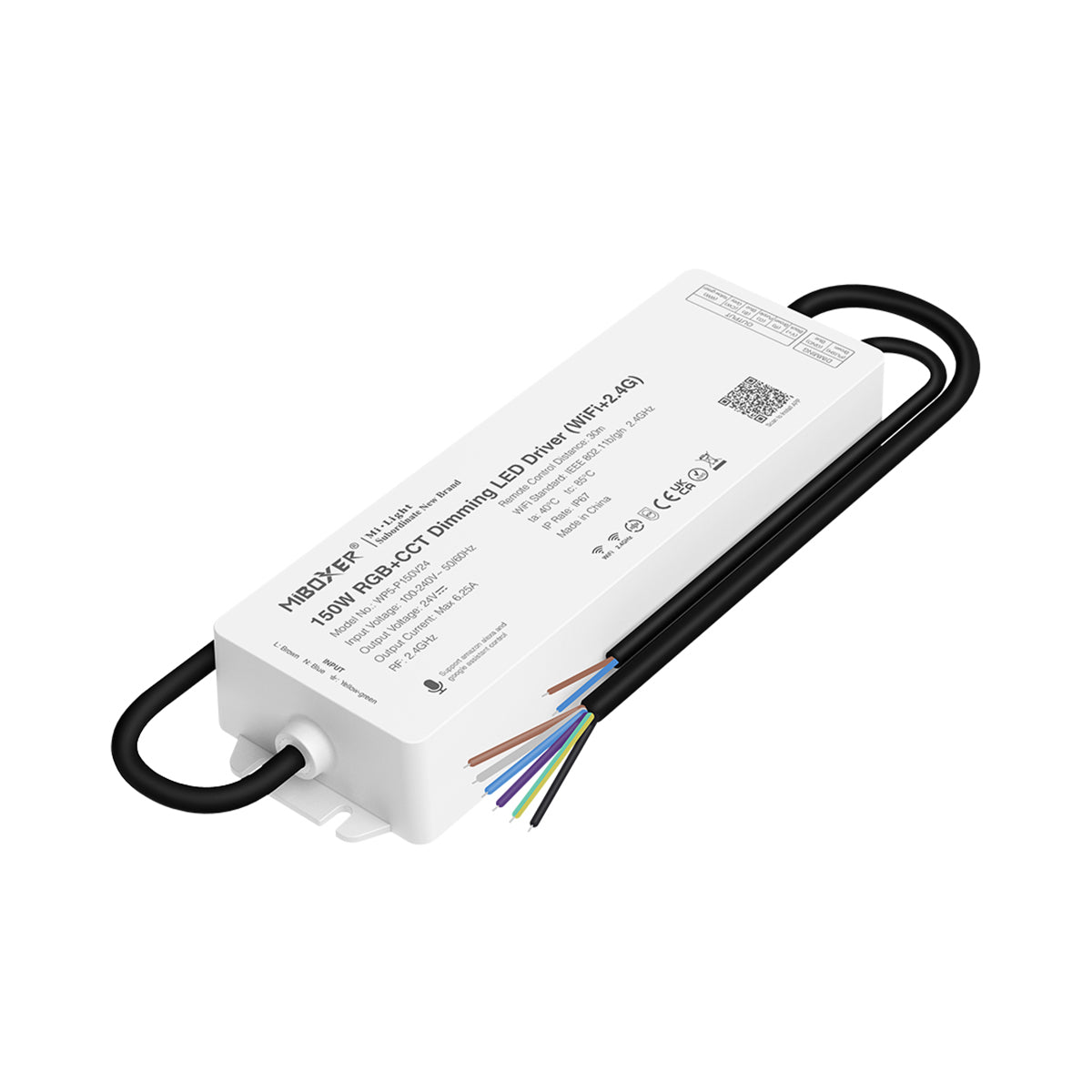 GloboStar® 71442 WP5-P150V24 Mi-Light Ασύρματο RF 2.4Ghz Smart Controller LED Driver Wireless WiFi 1 Καναλιού 1 x 6.25A για RGB Προϊόντα LED Max 150W 6.25A - AC 100-240V σε DC 24V - Αδιάβροχο IP67 Μ22.5 x Π7.3 x Υ3.5cm - 5 Years Warranty