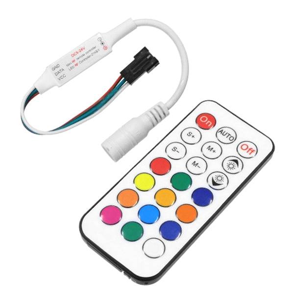 GloboStar® 73441 Ασύρματος LED Mini Dream-Color Magic Digital RGBW Controller με Χειριστήριο RF 21 Keys για LED Digital RGBW Προϊόντα 5v - 12v - 24v 2048 IC - ledmania.gr