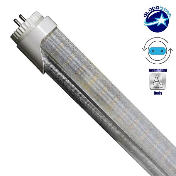 GloboStar® 76181 Λάμπα LED Τύπου Φθορίου T8 Αλουμινίου Τροφοδοσίας Δύο Άκρων 60cm 10W 230V 800lm 180° με Καθαρό Κάλυμμα Θερμό Λευκό 3000K - ledmania.gr