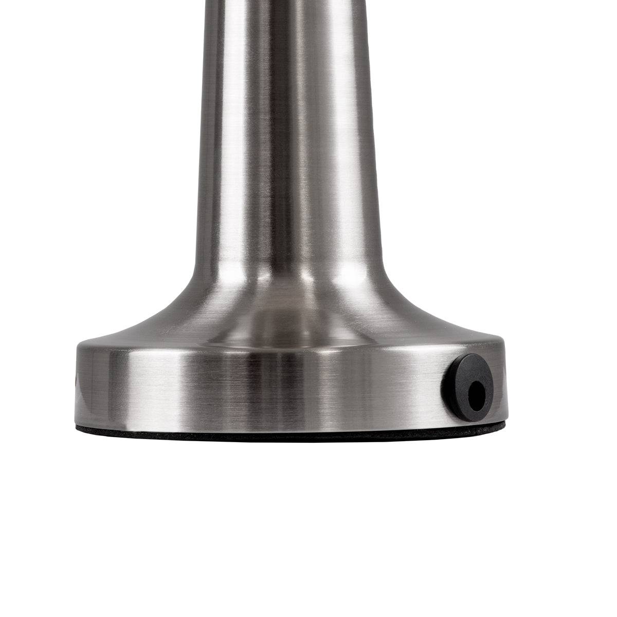 GloboStar® BELLA 76504 Μοντέρνο Επιτραπέζιο Φωτιστικό Πορτατίφ LED 1.5W 105lm 120° DC 5V Επαναφορτιζόμενο με Μπαταρία Li-ion 1800mAh - Διακόπτη Αφής με 3 Εντάσεις Φωτισμού Θερμό Λευκό 2700K Dimmable - Φ9 x 21cm - Ασημί - ledmania.gr