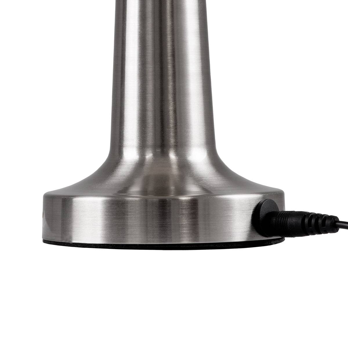 GloboStar® BELLA 76504 Μοντέρνο Επιτραπέζιο Φωτιστικό Πορτατίφ LED 1.5W 105lm 120° DC 5V Επαναφορτιζόμενο με Μπαταρία Li-ion 1800mAh - Διακόπτη Αφής με 3 Εντάσεις Φωτισμού Θερμό Λευκό 2700K Dimmable - Φ9 x 21cm - Ασημί - ledmania.gr