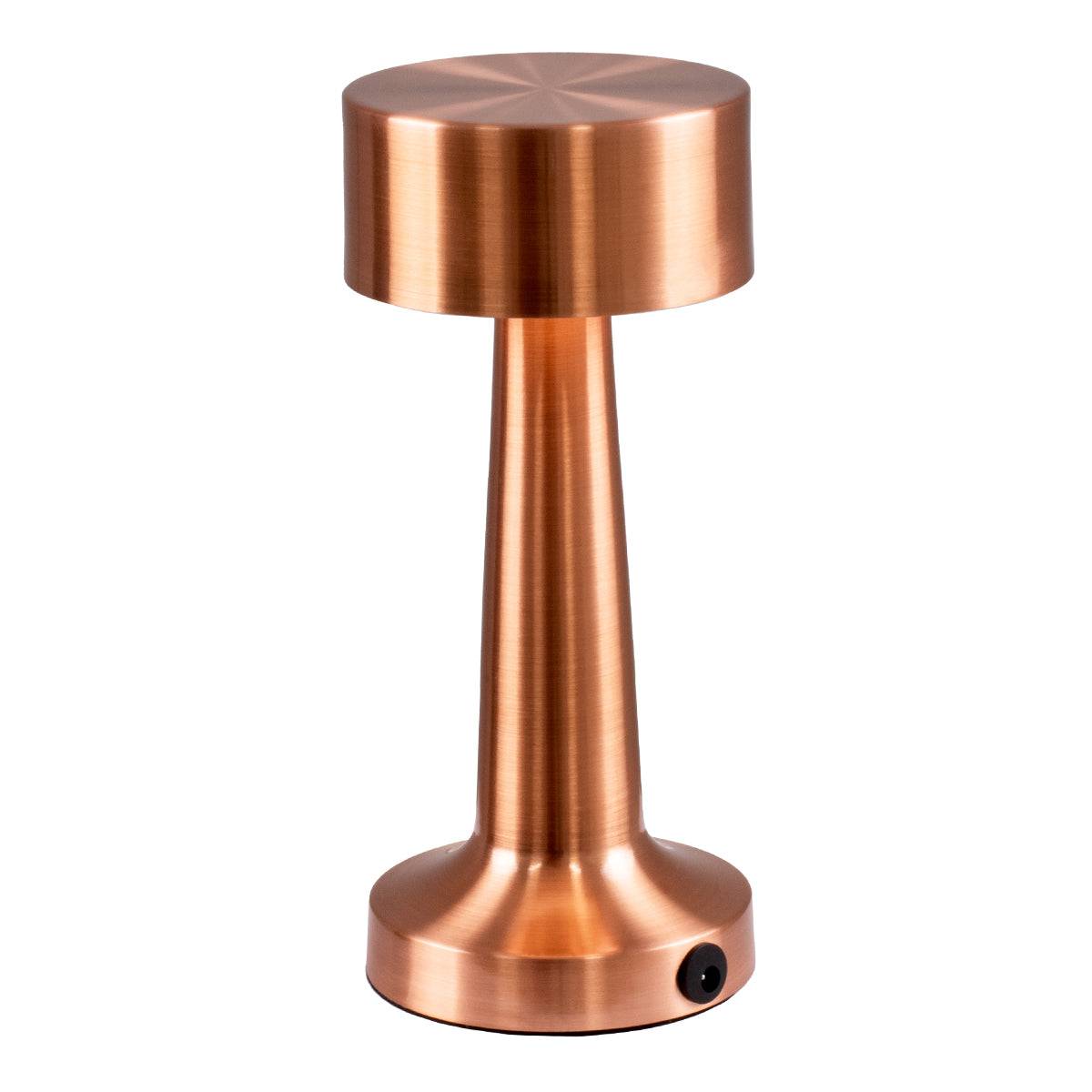 GloboStar® BELLA 76505 Μοντέρνο Επιτραπέζιο Φωτιστικό Πορτατίφ LED 1.5W 105lm 120° DC 5V Επαναφορτιζόμενο με Μπαταρία Li-ion 1800mAh - Διακόπτη Αφής με 3 Εντάσεις Φωτισμού Θερμό Λευκό 2700K Dimmable - Φ9 x 21cm - Χάλκινο - ledmania.gr