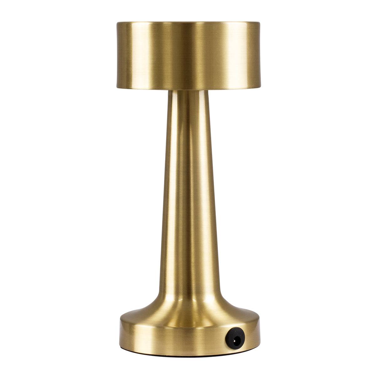 GloboStar® BELLA 76506 Μοντέρνο Επιτραπέζιο Φωτιστικό Πορτατίφ LED 1.5W 105lm 120° DC 5V Επαναφορτιζόμενο με Μπαταρία Li-ion 1800mAh - Διακόπτη Αφής με 3 Εντάσεις Φωτισμού Θερμό Λευκό 2700K Dimmable - Φ9 x 21cm - Χρυσό - ledmania.gr