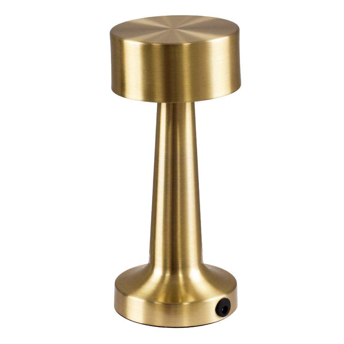 GloboStar® BELLA 76506 Μοντέρνο Επιτραπέζιο Φωτιστικό Πορτατίφ LED 1.5W 105lm 120° DC 5V Επαναφορτιζόμενο με Μπαταρία Li-ion 1800mAh - Διακόπτη Αφής με 3 Εντάσεις Φωτισμού Θερμό Λευκό 2700K Dimmable - Φ9 x 21cm - Χρυσό - ledmania.gr