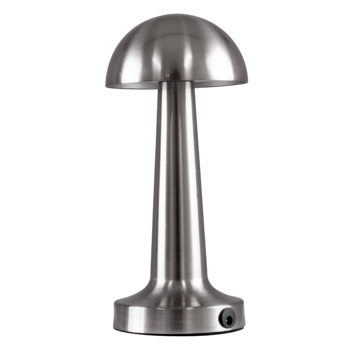 GloboStar® COCO 76510 Μοντέρνο Επιτραπέζιο Φωτιστικό Πορτατίφ LED 1.5W 105lm 120° DC 5V Επαναφορτιζόμενο με Μπαταρία Li-ion 1800mAh - Διακόπτη Αφής με 3 Εντάσεις Φωτισμού Θερμό Λευκό 2700K Dimmable - Φ10 x 22cm - Ασημί - ledmania.gr