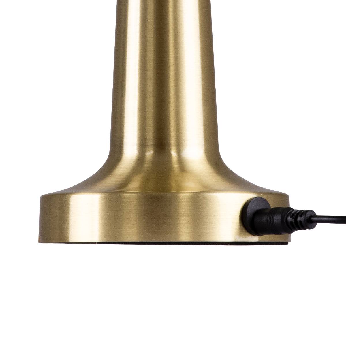 GloboStar® COCO 76512 Μοντέρνο Επιτραπέζιο Φωτιστικό Πορτατίφ LED 1.5W 105lm 120° DC 5V Επαναφορτιζόμενο με Μπαταρία Li-ion 1800mAh - Διακόπτη Αφής με 3 Εντάσεις Φωτισμού Θερμό Λευκό 2700K Dimmable - Φ10 x 22cm - Χρυσό - ledmania.gr