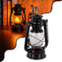 GloboStar® 76546 Vintage Επιτραπέζιο Διακοσμητικό Φωτιστικό LED Retro Μαύρο Φαναράκι Flame Effect 10W 500lm Επαναφορτιζόμενο με Διακόπτη On/Off & Καλώδιο EU Πρίζα - Μπαταρίας 2x18650 4000Mah (Περιλαμβάνονται) Ultra Θερμό Λευκό 1800K - ledmania.gr