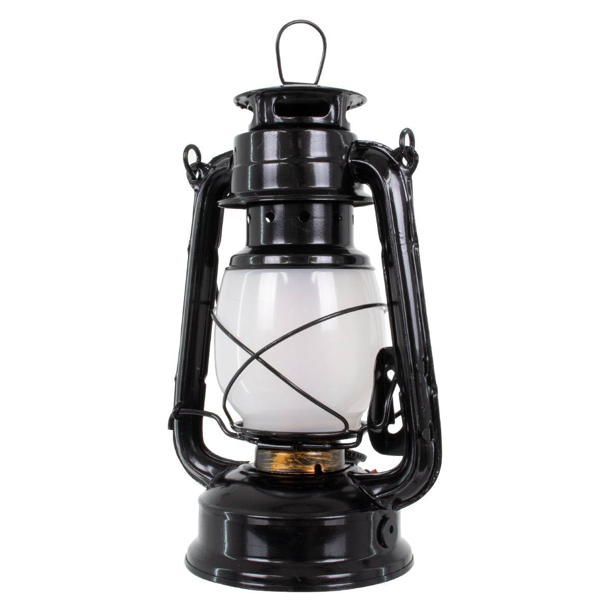 GloboStar® 76546 Vintage Επιτραπέζιο Διακοσμητικό Φωτιστικό LED Retro Μαύρο Φαναράκι Flame Effect 10W 500lm Επαναφορτιζόμενο με Διακόπτη On/Off & Καλώδιο EU Πρίζα - Μπαταρίας 2x18650 4000Mah (Περιλαμβάνονται) Ultra Θερμό Λευκό 1800K - ledmania.gr