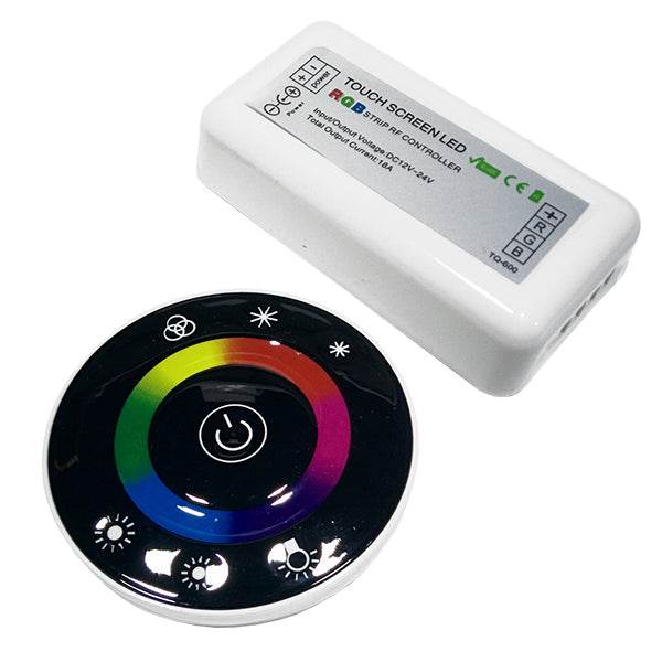 Ασύρματος LED RGB Controller με Μαύρο Στρογγυλό Χειριστήριο Αφής 2.4G RF 12v (192w) - 24v (384w) DC GloboStar 77445 - ledmania.gr