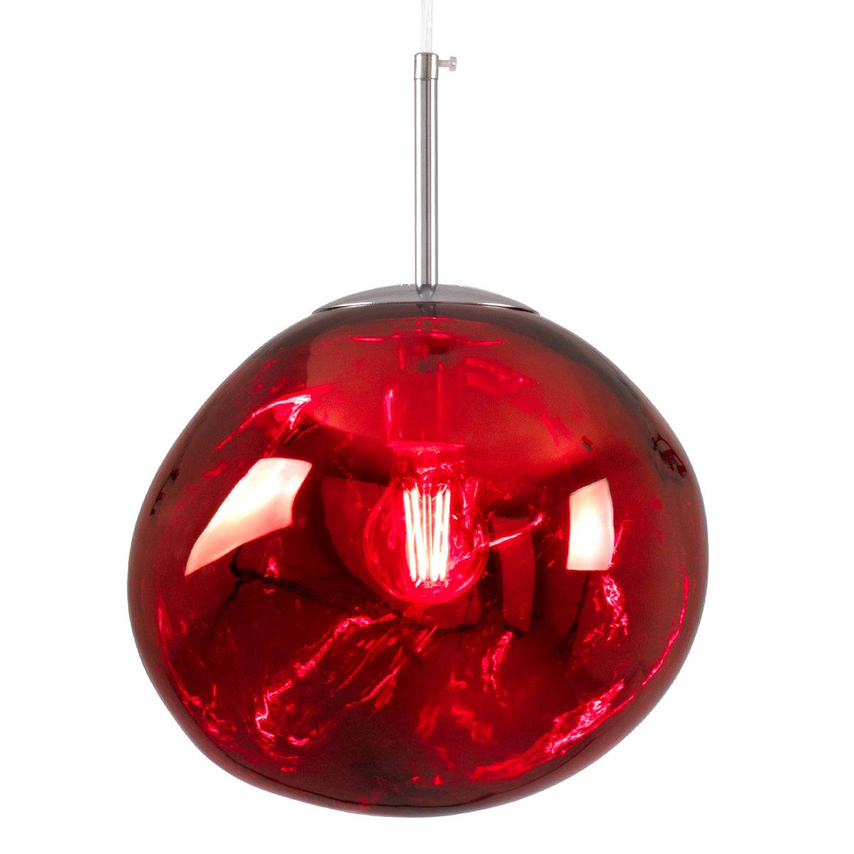 GloboStar® DIXAR 00762 Μοντέρνο Κρεμαστό Φωτιστικό Οροφής Μονόφωτο Γυάλινο Κόκκινο Φ28 x Υ40cm - ledmania.gr