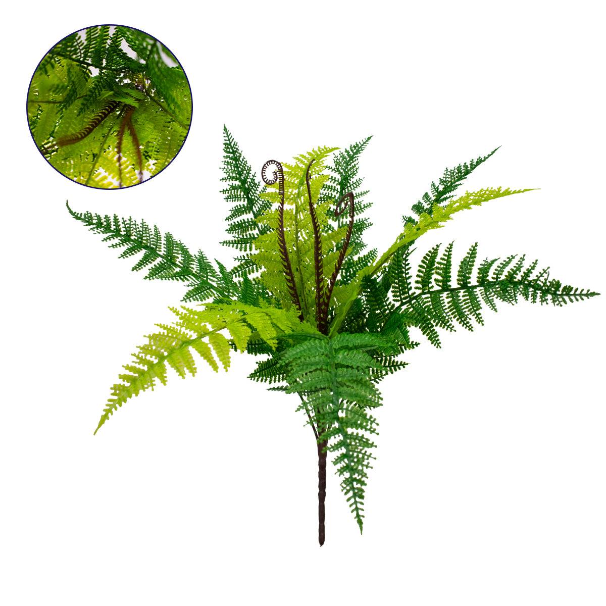 GloboStar® 78258 Τεχνητό Φυτό Μπουκέτο Διακοσμητικών Κλαδιών με Πράσινο Φύλλωμα Άγριας Φτέρης M60 x Υ40 x Π60cm - ledmania.gr