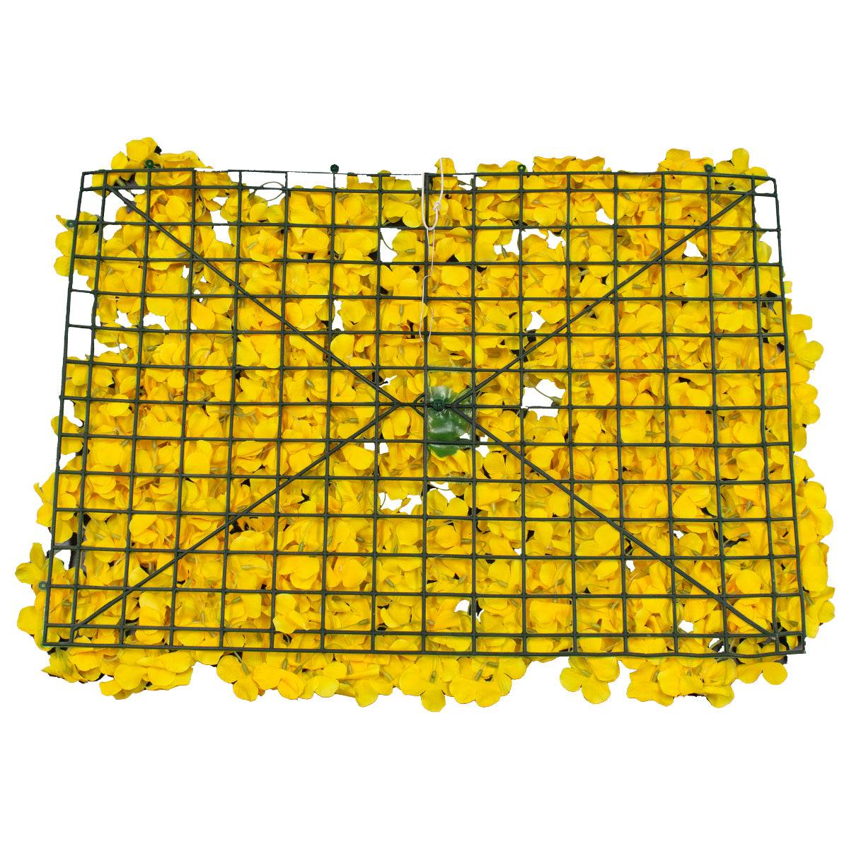 GloboStar® 78317 Συνθετικό Πάνελ Φυλλωσιάς - Κάθετος Κήπος Ορτανσία Κίτρινο Μ60 x Υ40 x Π5cm - ledmania.gr