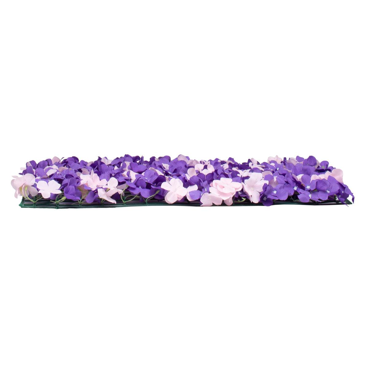 GloboStar® 78329 Artificial - Συνθετικό Τεχνητό Διακοσμητικό Πάνελ Λουλουδιών - Κάθετος Κήπος Ορτανσία - Ροζ - Μωβ Μ60 x Υ40 x Π5cm - ledmania.gr