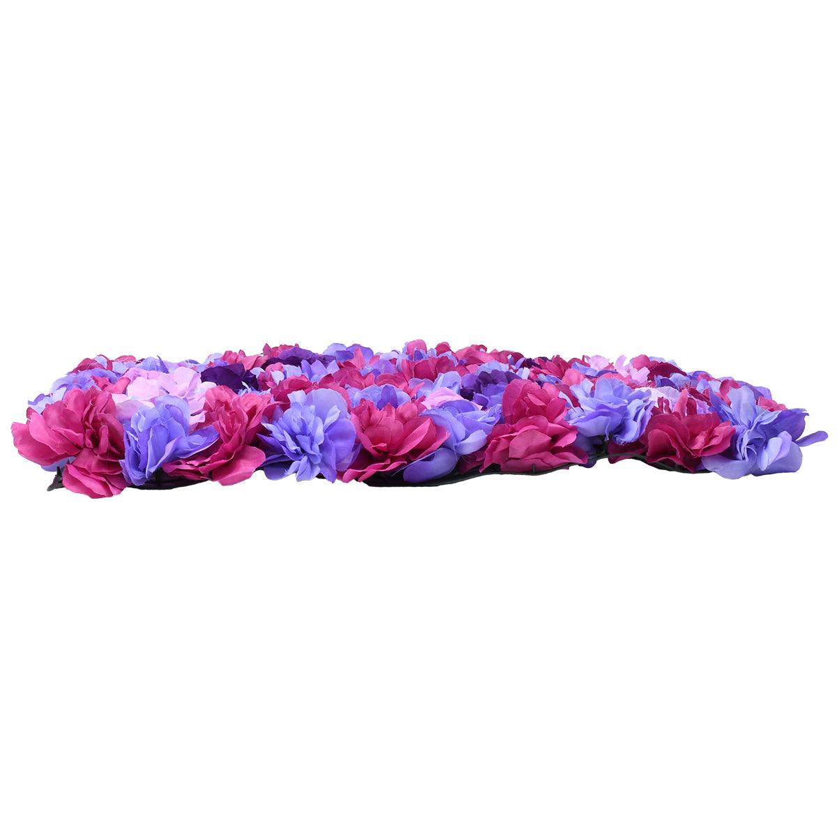GloboStar® 78332 Artificial - Συνθετικό Τεχνητό Διακοσμητικό Πάνελ Λουλουδιών - Κάθετος Κήπος Τριαντάφυλλο - Ορτανσία - Βιολέτα - Φουξια - Μωβ - Γαλάζιο Μ60 x Υ40 x Π7cm - ledmania.gr