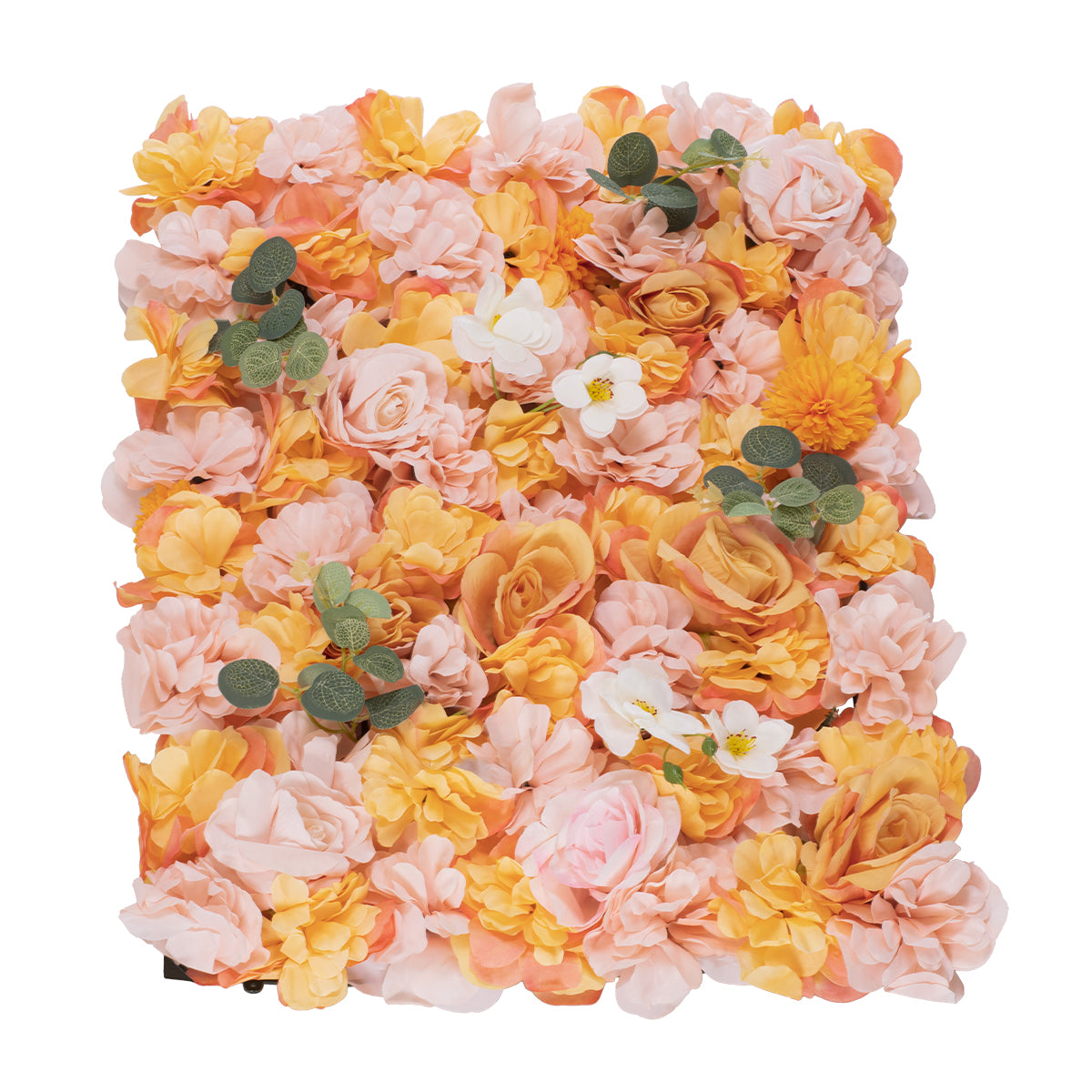 GloboStar® Artificial Garden ROSES STORY ORANGE 78333 Τεχνητό Διακοσμητικό Πάνελ Λουλουδιών - Κάθετος Κήπος σύνθεση Αμβροσία Μ60 x Π40 x Υ6cm - ledmania.gr