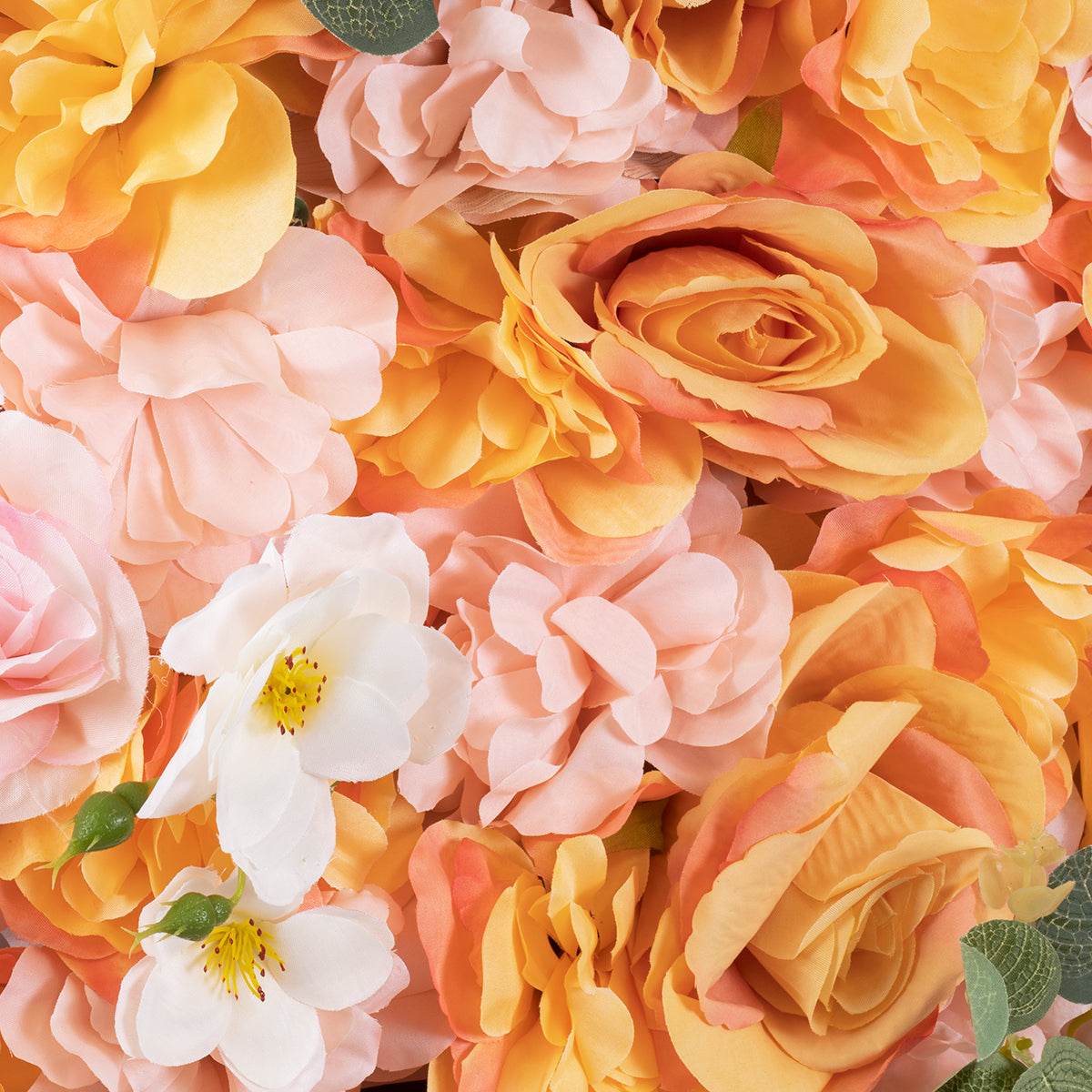 GloboStar® Artificial Garden ROSES STORY ORANGE 78333 Τεχνητό Διακοσμητικό Πάνελ Λουλουδιών - Κάθετος Κήπος σύνθεση Αμβροσία Μ60 x Π40 x Υ6cm - ledmania.gr