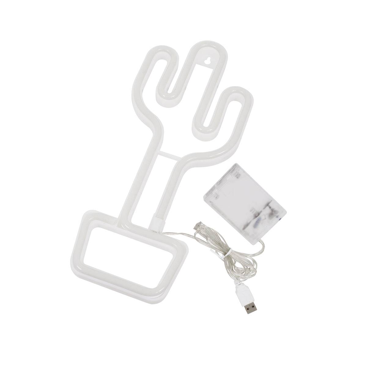 GloboStar® 78574 Φωτιστικό Ταμπέλα Φωτεινή Επιγραφή NEON LED Σήμανσης CACTUS 5W με Καλώδιο Τροφοδοσίας USB - Μπαταρίας 3xAAA (Δεν Περιλαμβάνονται) - Πράσινο - Κίτρινο - ledmania.gr