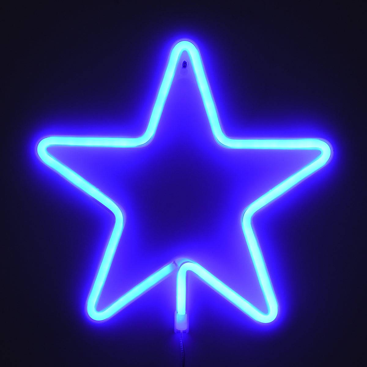 GloboStar® 78583 Φωτιστικό Ταμπέλα Φωτεινή Επιγραφή NEON LED Σήμανσης STAR 5W με Καλώδιο Τροφοδοσίας USB - Μπαταρίας 3xAAA (Δεν Περιλαμβάνονται) - Γαλάζιο - ledmania.gr