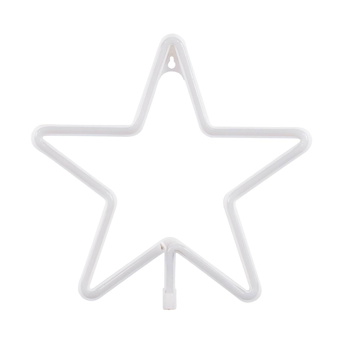 GloboStar® 78584 Φωτιστικό Ταμπέλα Φωτεινή Επιγραφή NEON LED Σήμανσης STAR 5W με Καλώδιο Τροφοδοσίας USB - Μπαταρίας 3xAAA (Δεν Περιλαμβάνονται) - Ψυχρό Λευκό 6000K - ledmania.gr