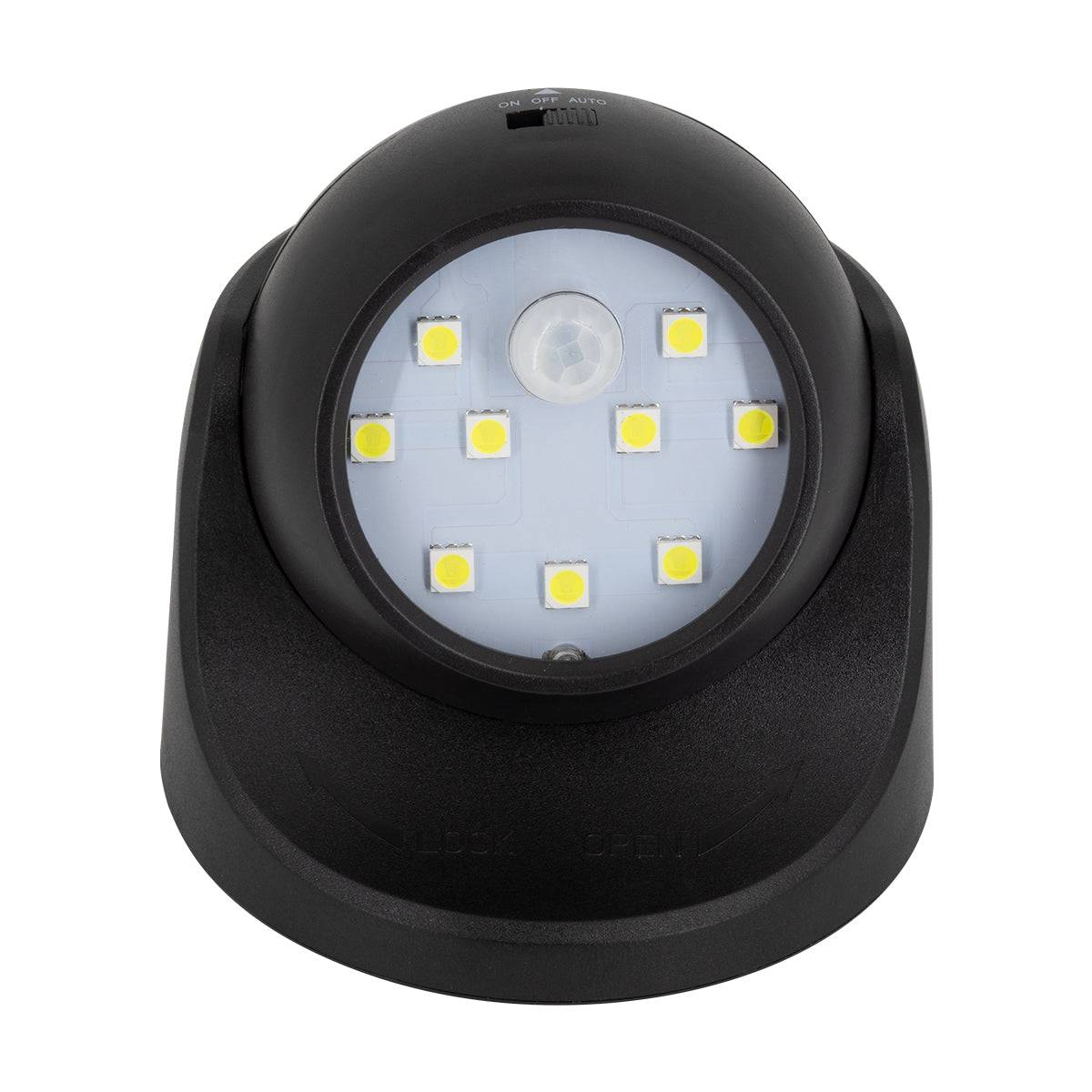 GloboStar® 79001 Μαύρο Φωτιστικό Μπαταρίας σε Σχήμα Κάμερας LED SMD 3W 300lm με Αισθητήρα Ημέρας-Νύχτας και PIR Αισθητήρα Κίνησης Ψυχρό Λευκό 6000K - ledmania.gr