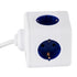 TRAVEL PowerCube PRO Certified 79643 Πολύπριζο 6 Θέσεων με 1.5m Kαλώδιο - 4 Πρίζες Ασφαλείας Childproof EU Schuko AC 220-240V & 2 Πρίζες USB Max 2.1A/DC 5V Μ7.5 x Π7.5 x Υ7.5 - Λευκό με Μπλε - Max Load 3680W/16A - ledmania.gr
