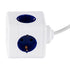GloboStar® TRAVEL PowerCube PRO Certified 79646 Πολύπριζο 5 Θέσεων με 1.5m Kαλώδιο - 5 Πρίζες Ασφαλείας Childproof EU Schuko AC 220-240V Μ7.5 x Π11.5 x Υ7.5 - Λευκό με Μπλε - Max Load 3680W/16A - ledmania.gr